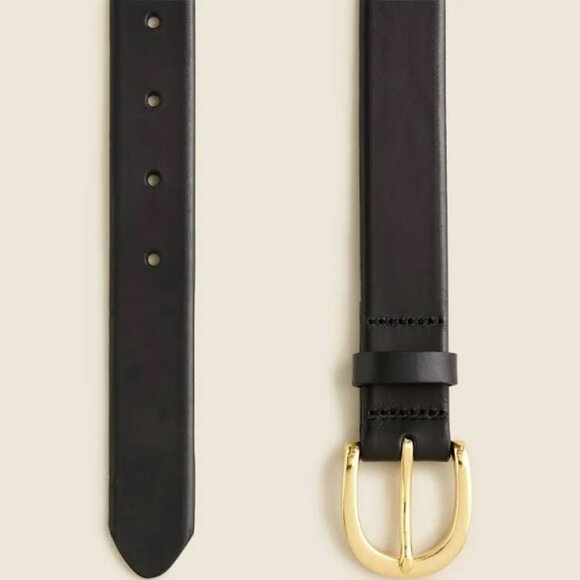 J. Crew Classic Belt in Italian Black Leather with Gold Hook Size Large - Picture 3 of 10
